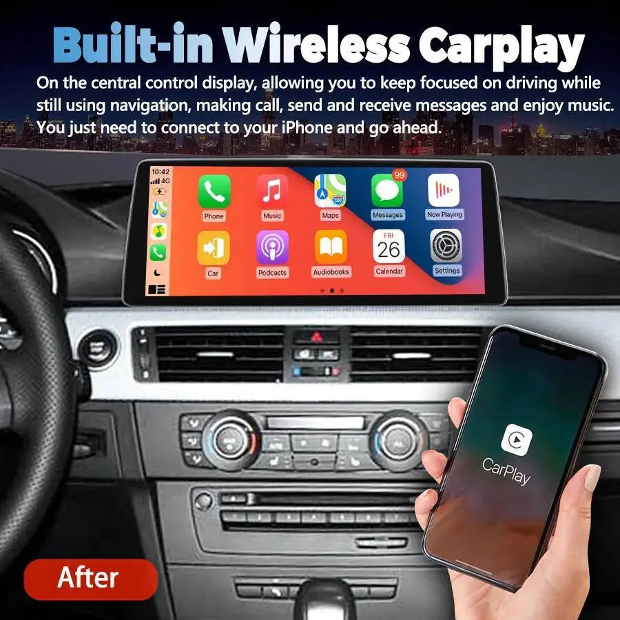 Navirider Stereo 12.8inch Android 14 DSP Carplay DSP AHD Screen For BMW 3 Series E92 2006-