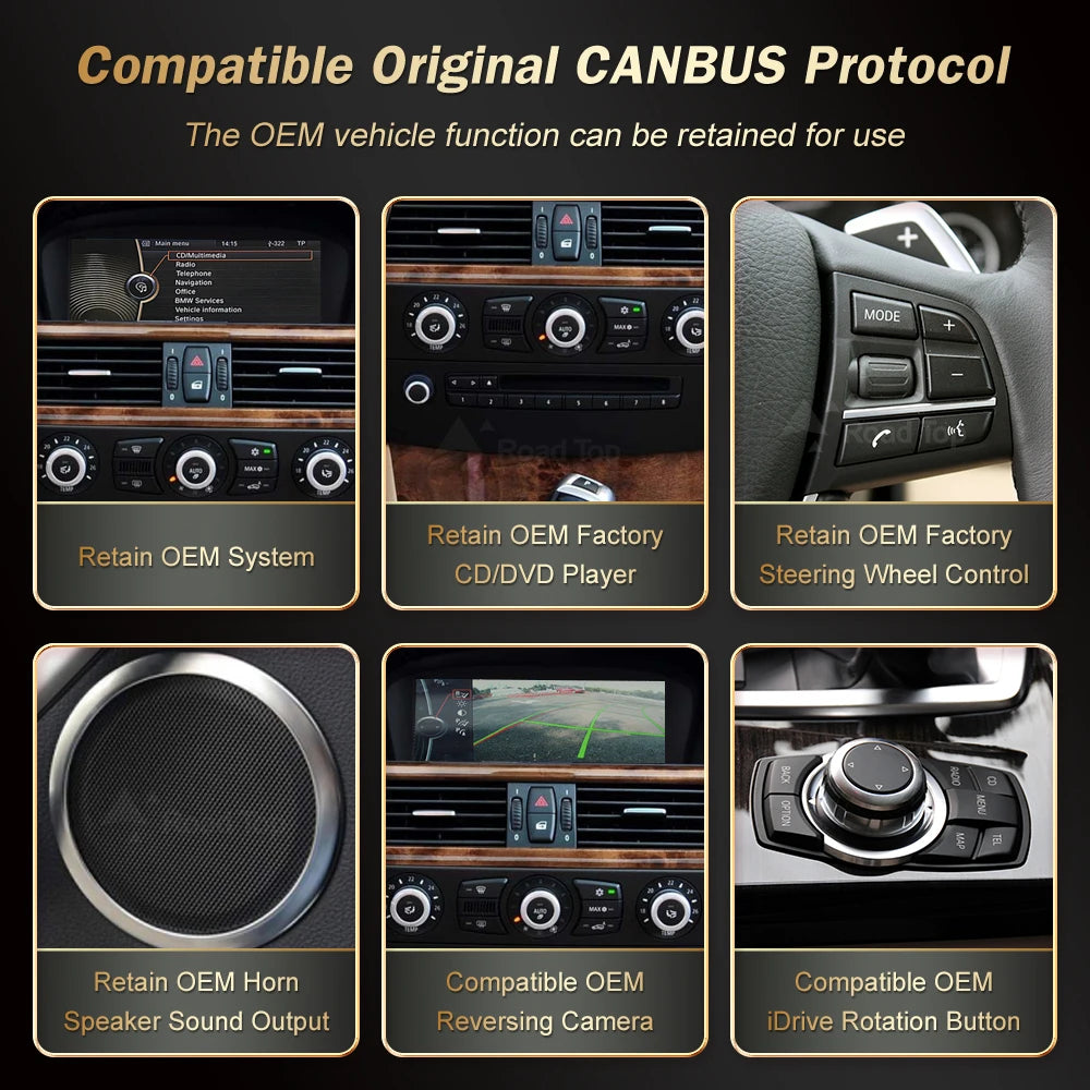 8.8' RoadTop Wireless CarPlay Android Auto For BMW 3 5 Series E90 E91 E60 E61 2005-2010 CC