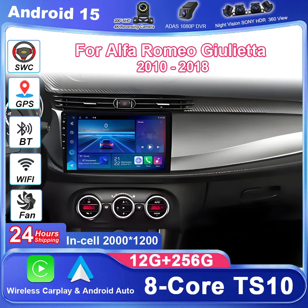 Android 15 Car Radio For Alfa Romeo Giulietta 2010 - 2018 Auto Multimidia Player GPS Navig