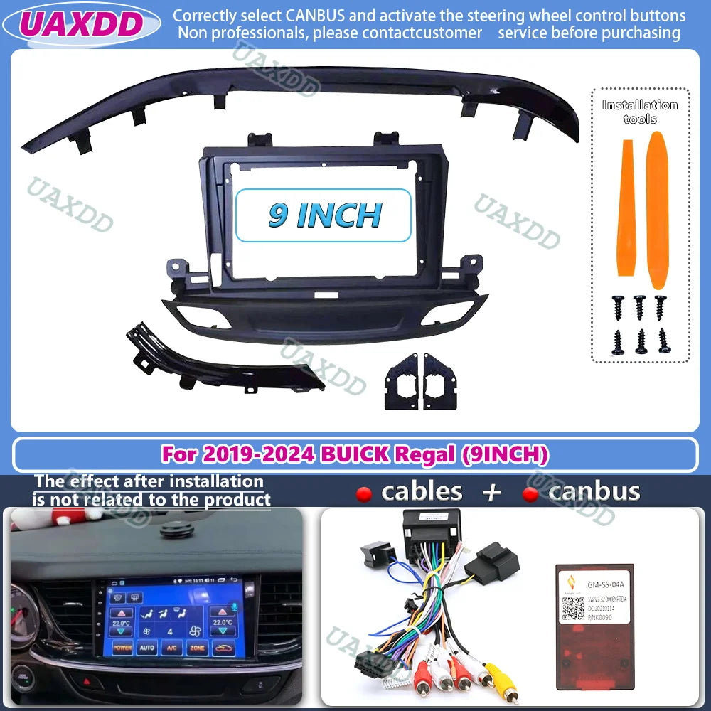 For 2019-2024 BUICK Regal 9INCH 2 Din Car radio Android frame Kit fascia cable video harne
