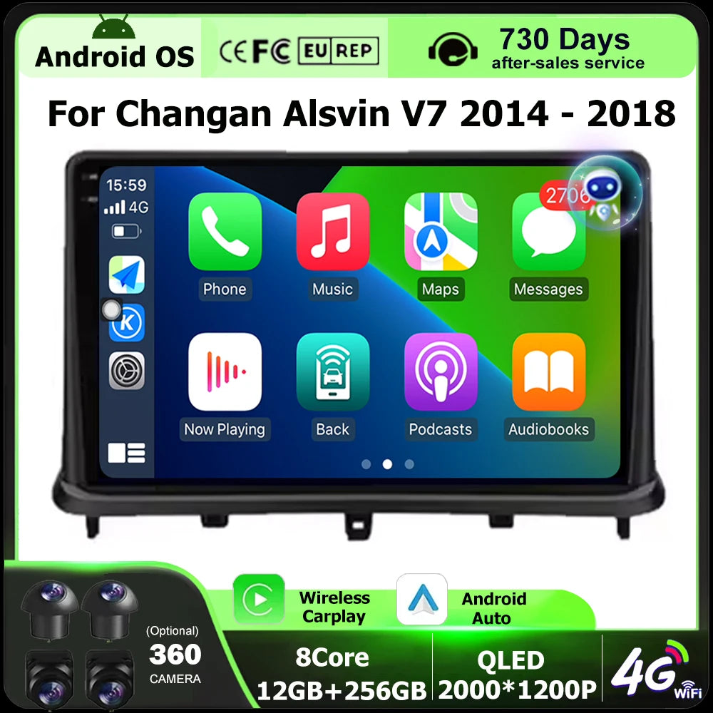 360 Camera Car Radio Multimedia Video Player GPS Navigation For Changan Alsvin V7 2014-201