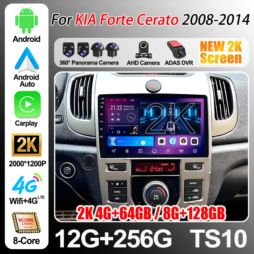Android 16 For Kia Forte Cerato 2 Td 2008-2013 Multimedia Navigation Gps Car Radio Video P | AUTOKITSHOP