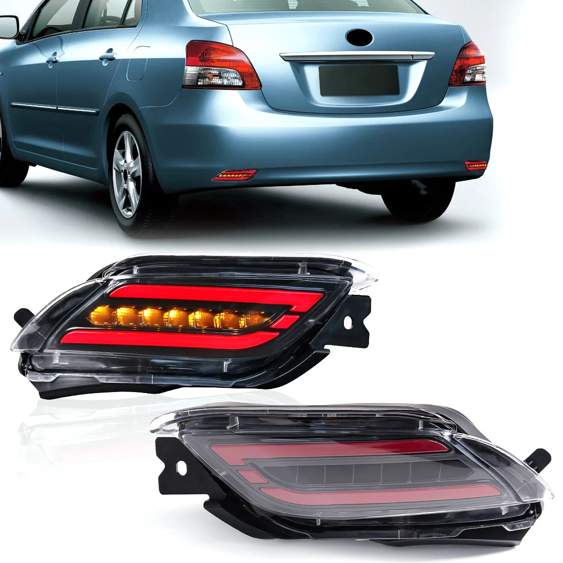 LED Rear Bumper Reflector Light For Toyota Vios 2008 2009 2010 2011 2012 2013 Start-up Ani | AUTOKITSHOP