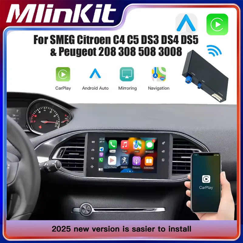 Wireless Carplay adapter Android Auto For Peugeot Citroen SMEG MRN NAC 508 308 208 3008 C4