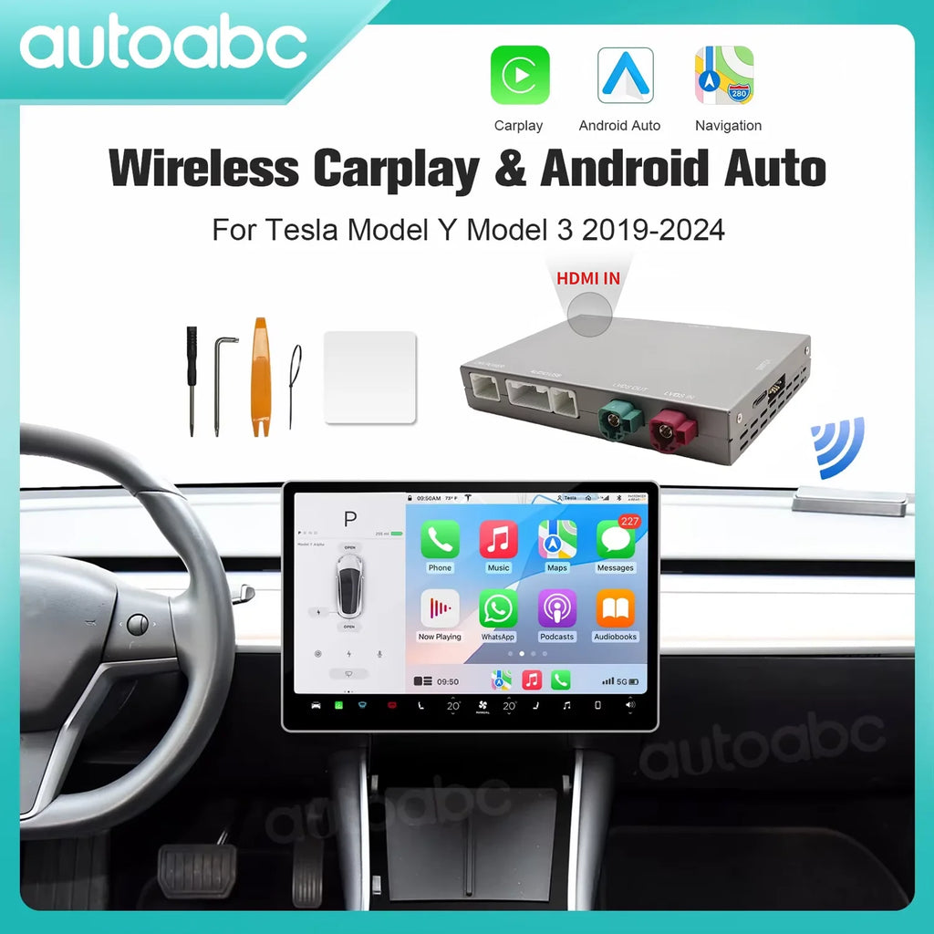 AUTOABC Wireless CarPlay Android Auto for Tesla Model 3 Model Y with Multimedia Accessorie | AUTOKITSHOP