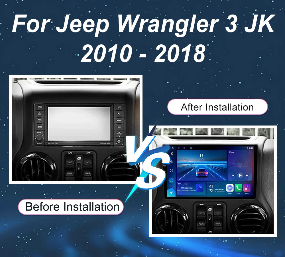 Car Android 16 Radio Stereo For Jeep Wrangler 3 JK 2010-2018 Auto Multimedia Player GPS Na
