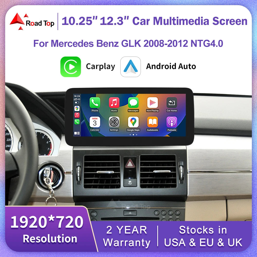 Android Auto Wireless CarPlay Linux Car Multimedia Touch Screen for Mercedes Benz GLK 2008 | AUTOKITSHOP