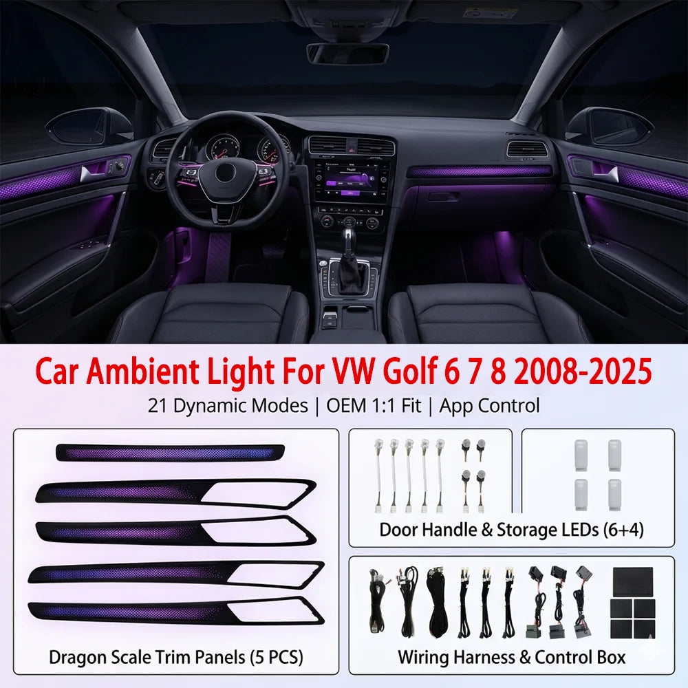 64 Color - Ambient Light - for VW 2008-2025 - App Control - Car Interior Lighting