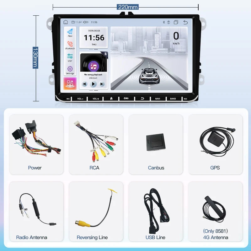 SZLELV 2Din Car Radio Android 15 For Volkswagen Golf 5 6 Polo Passat B6 CC Skoda Jetta Uni
