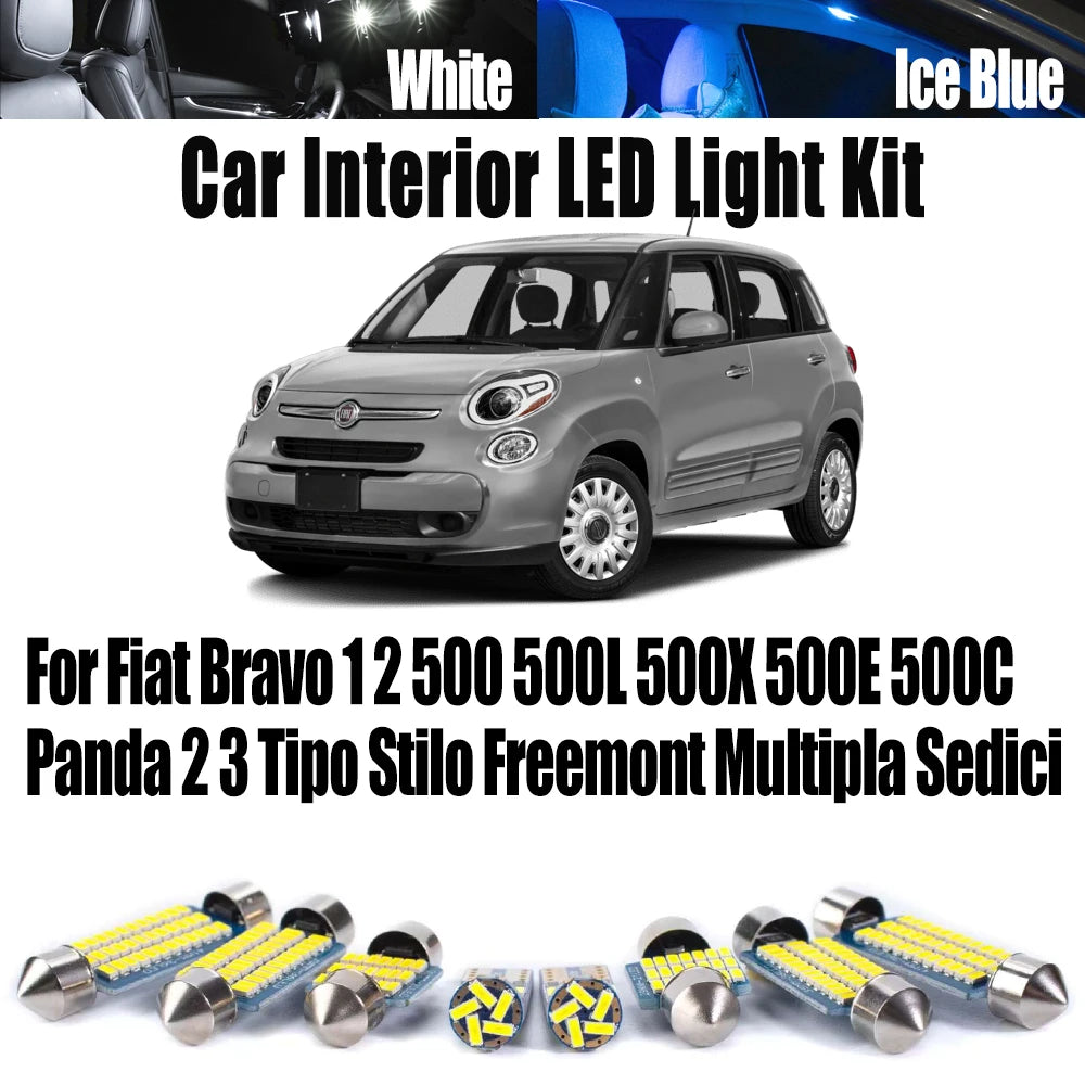 LED Interior Light Kit for Fiat Bravo 1 2 500 500L 500X 500E 500C Panda 2 3 Tipo Stilo Freemont Multipla Sedici Car B...
