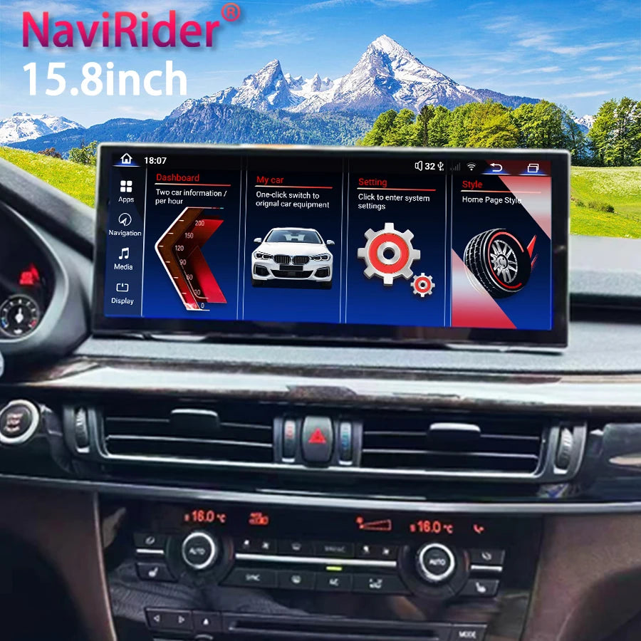 15.8Inch/14.9inch For BMW X5 X6 F15 F16 2014-2018 NBT EVO Android Auto Car Radio Player Mu