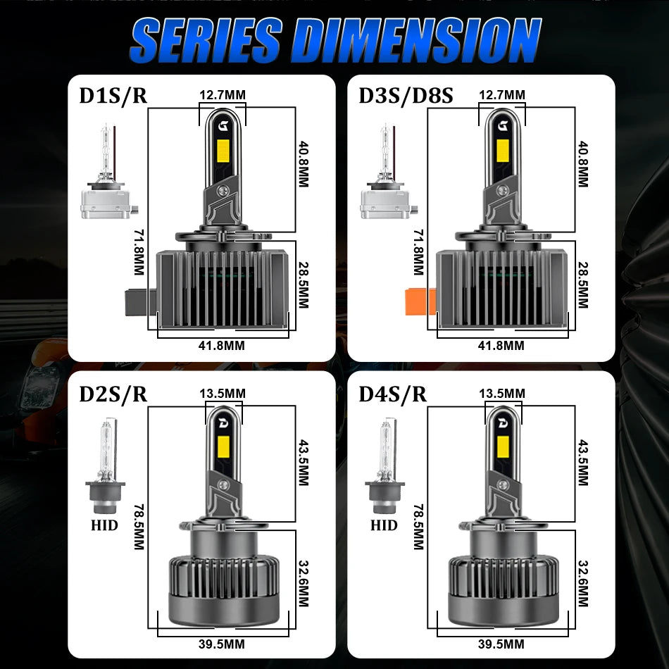 6800W 7200000LM D3S LED D1S Headlight Bulbs D Series Canbus D2S D3S D4S D5S D8S Xenon HID