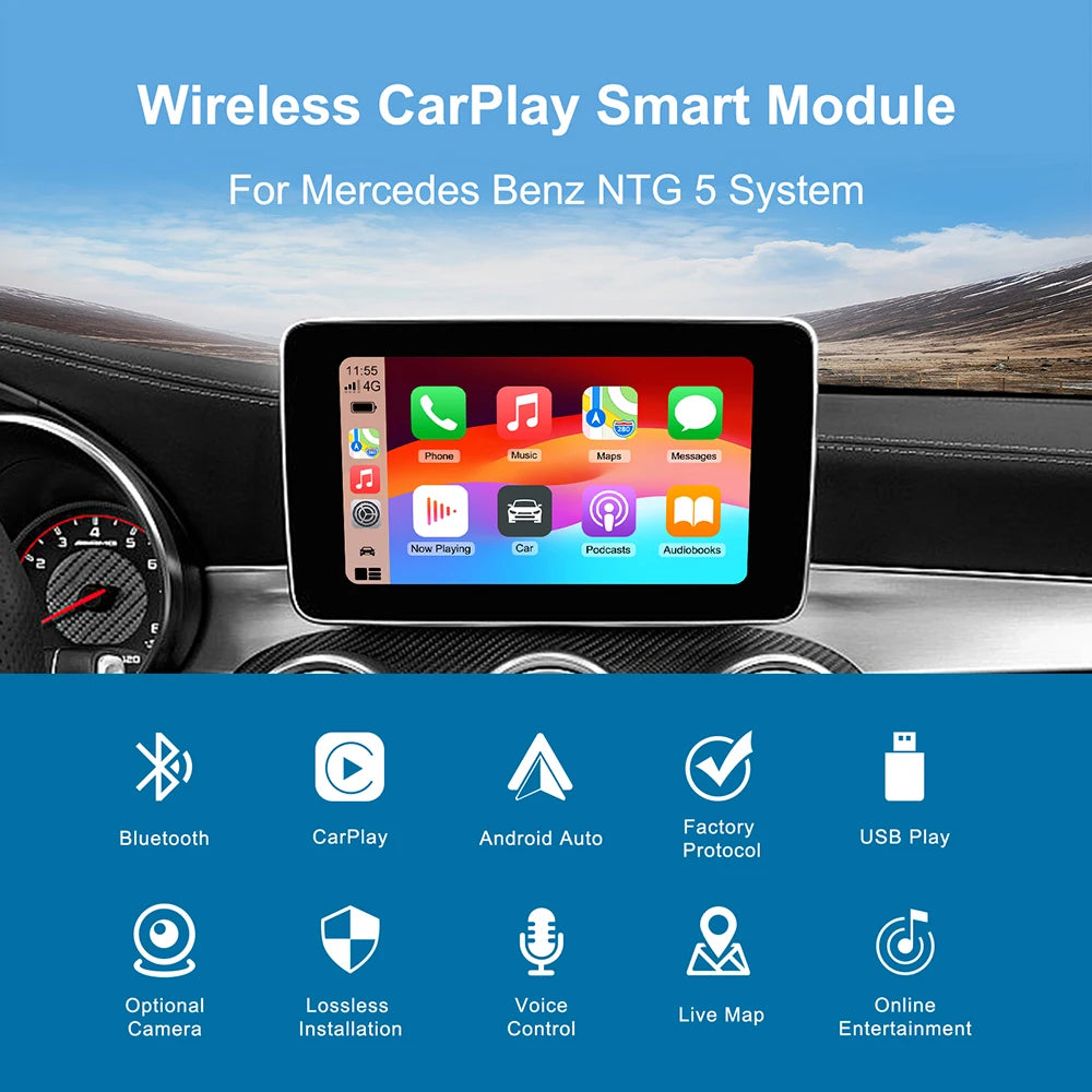 Wireless CarPlay Android Auto for Mercedes A B C CL S CLA CLS CLASS GLA GLS GLC GLE V250 V | AUTOKITSHOP