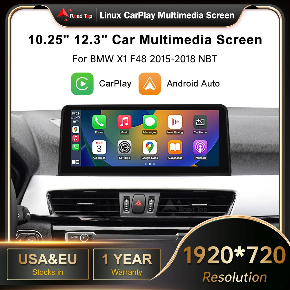 12.3 inch RodaTop Wireless Carplay Multimedia Touch Linux Screen For BMW X1 F48 2015-2017