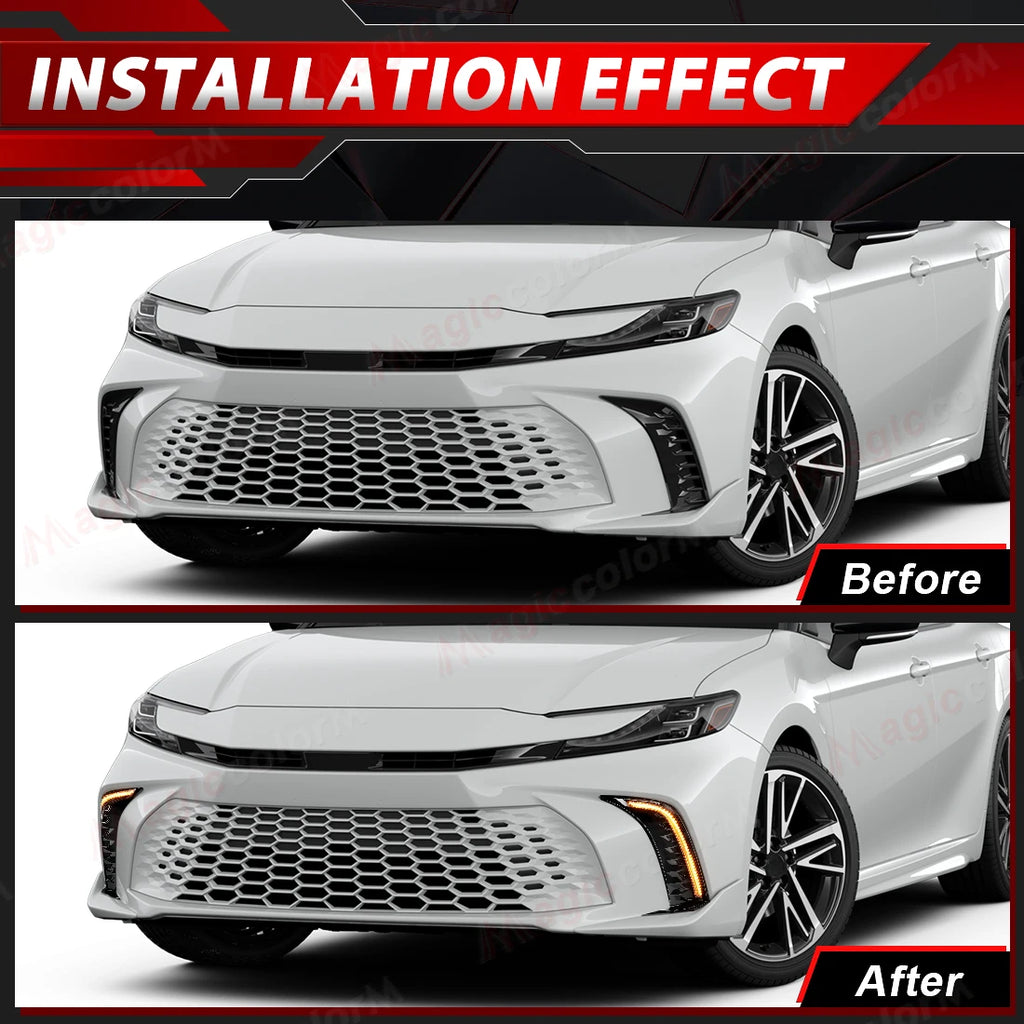 LED DRL For Toyota Camry SE XSE 2024 2025 Daytime Running Lights Turn Signal Lamps White Y | AUTOKITSHOP