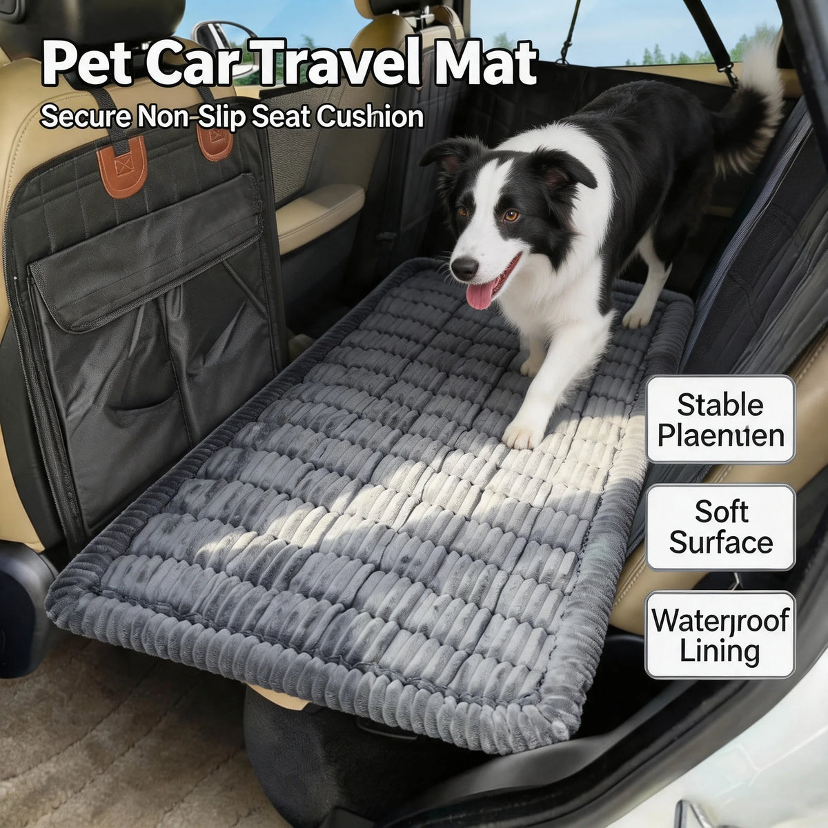 Anti Dirty Dog Car Seat Cover Waterproof Scratch Resistant Pet Back Seat Protector Non-Slip Pad  - Automotive LED Light