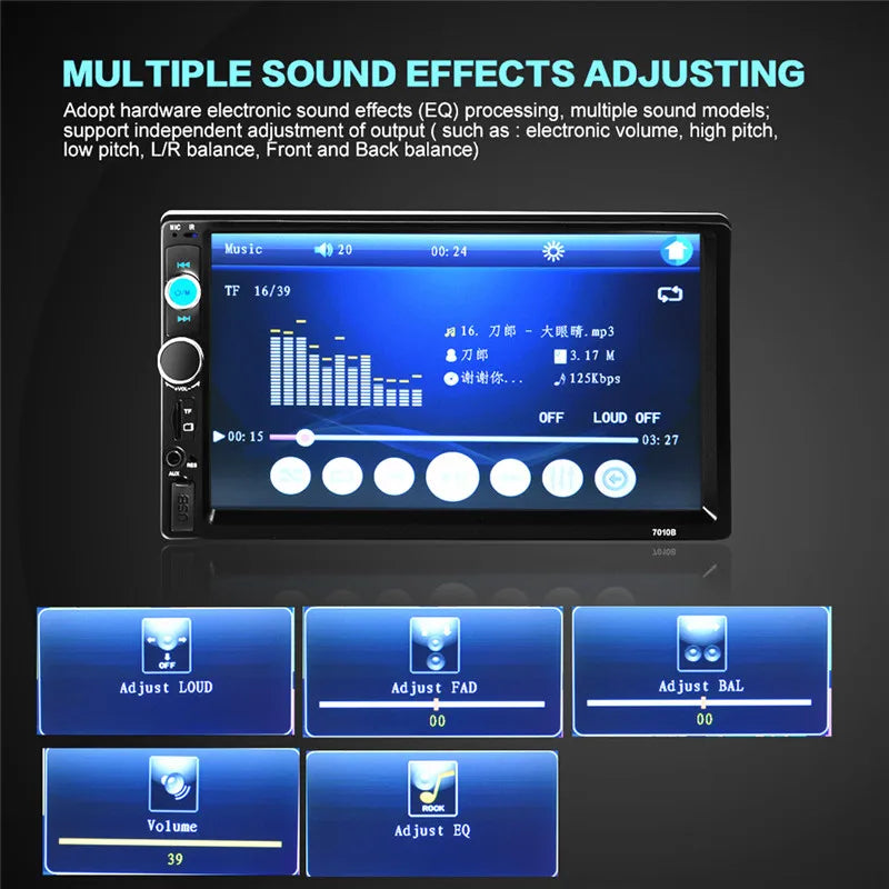 7010B 7inch Car Radio Bluetooth V2.0 Car Stereo HD Touch Screen MP5 Player SD MMC USB FM M