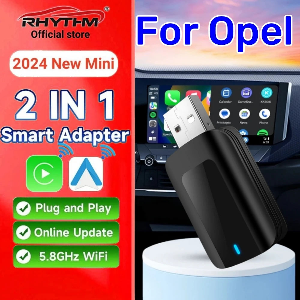 Wireless Adapter CarPlay Android Auto 2in1 Smart Dongle Play&Plug For Opel ADAM Astra Cors | AUTOKITSHOP