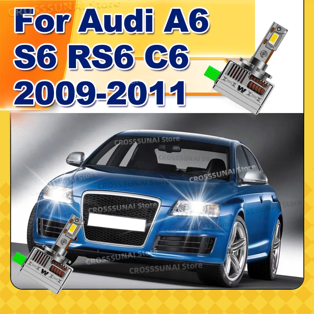 Upgrade Xenon Headlight HID Bulbs Turbo LED Lamp 50000LM For Audi A6 S6 RS6 C6 2009 2010 2