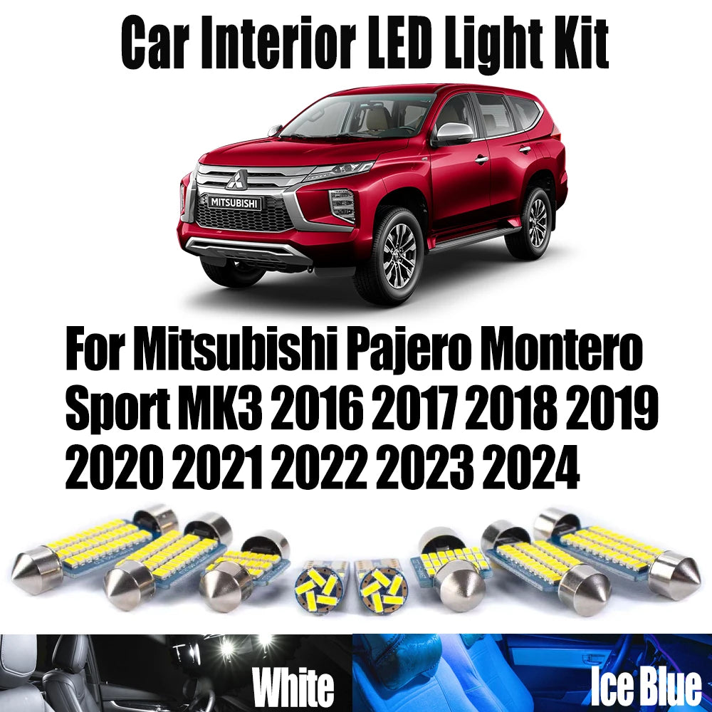 17-Piece LED Interior Light Kit for Mitsubishi Pajero Montero Sport MK3 2016- 2020 - Canbus Dome Map Door Trunk Bulbs...