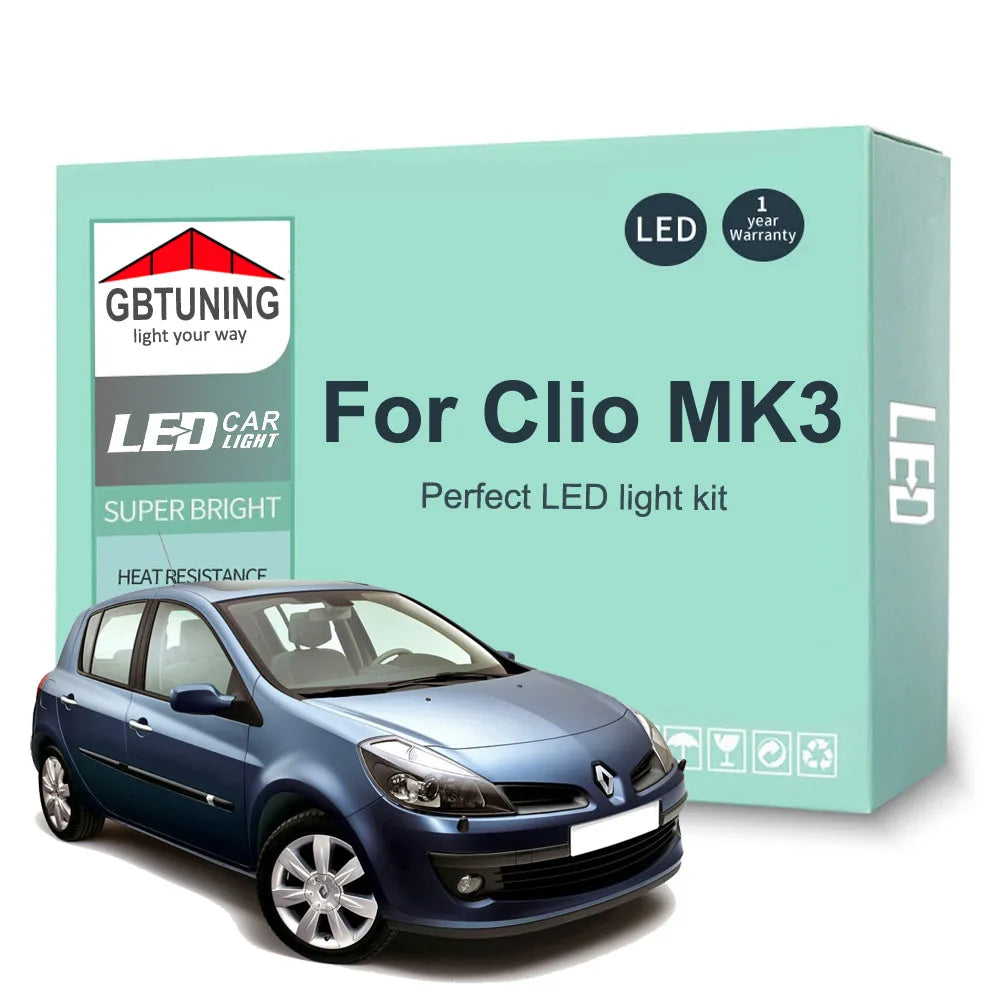 13-Piece LED Interior Light Kit for Renault Clio 3 III MK3 - Canbus Error-Free Bulbs | AUTOKITSHOP