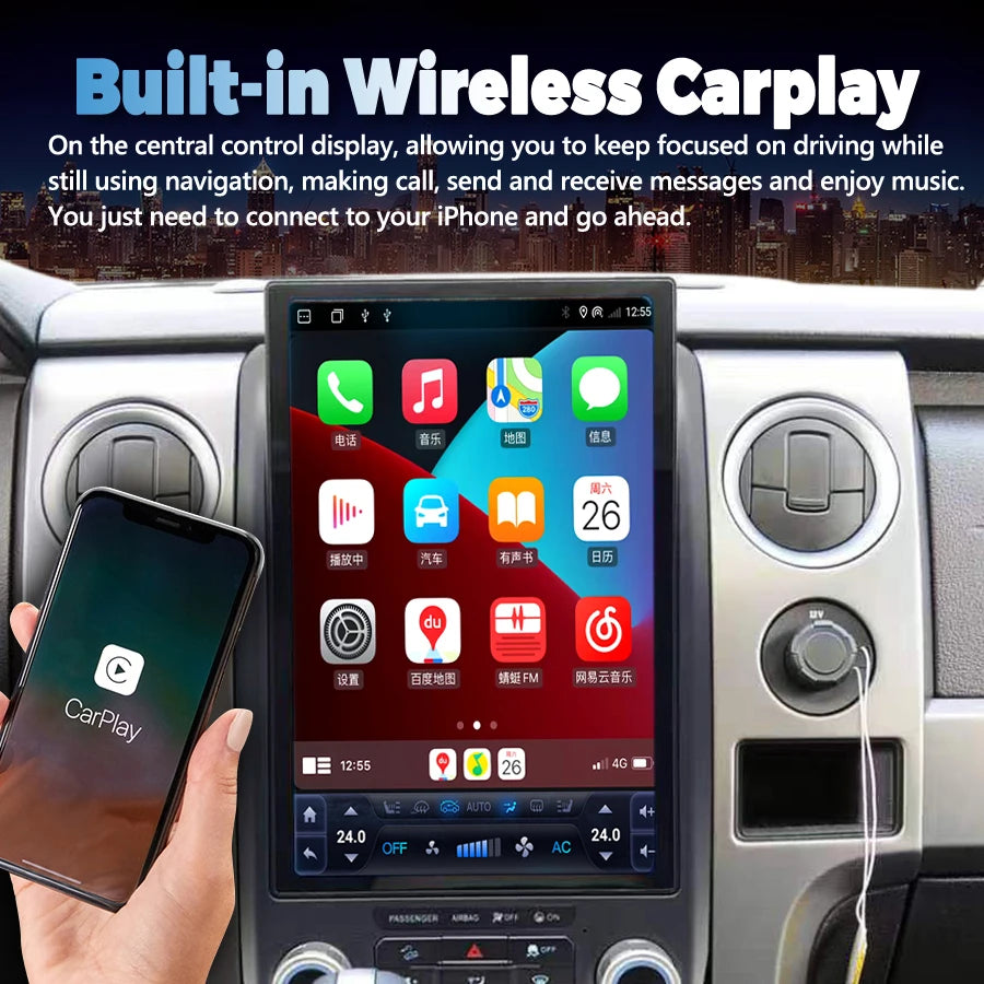 14inch Android 15 For Ford F150 F-150 F250 Raptor 2013 -2014 Multimedia Video Car Radio Sc