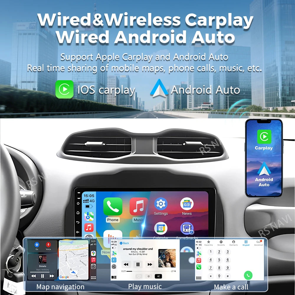 Android 16 For Jeep Renegade 2016 - 2020 2K QLED Android Car Radio Multimedia Video Player