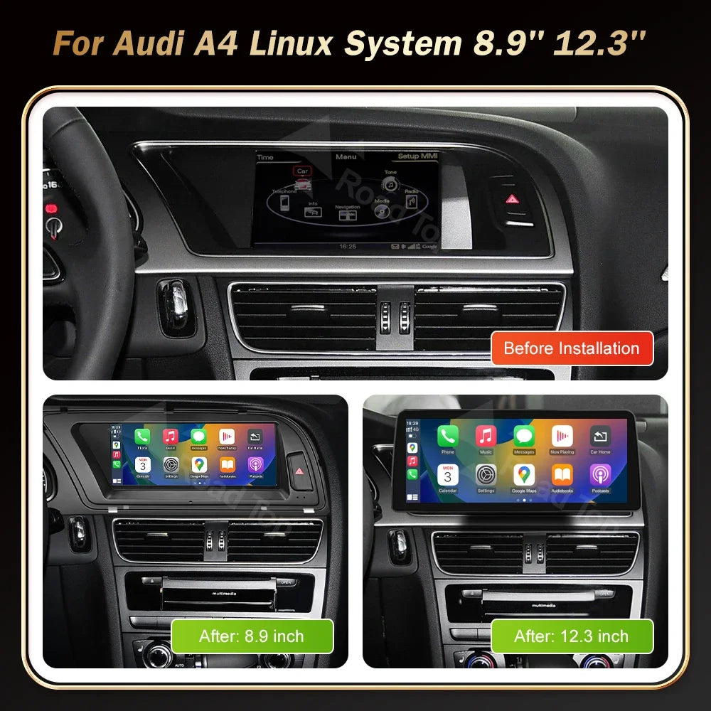 RoadTop CN 12.3 inch For Audi A4 2013-2015 Linux Screen Wireless CarPlay Multimedia Androi