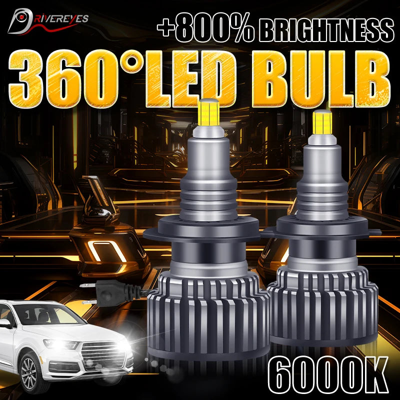 6000K H7 LED 6 Side Chips H1 H11 9005 9006 880 H27 Car Headlight Bulbs LED Lights For Proj