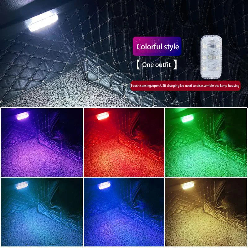 LED Touch Lights Small Wireless Car Interior Lights Auto Design Roof Reading Lamp For Storage Box Wireless Magnetic USB Charging