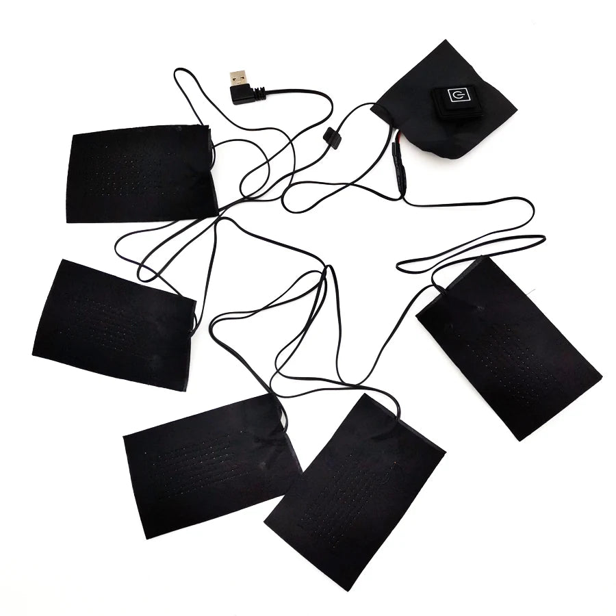 5 in 1 USB Electric Heated Jacket Heating Pad Themal Warm Winter Car Heating Vest Pads sup