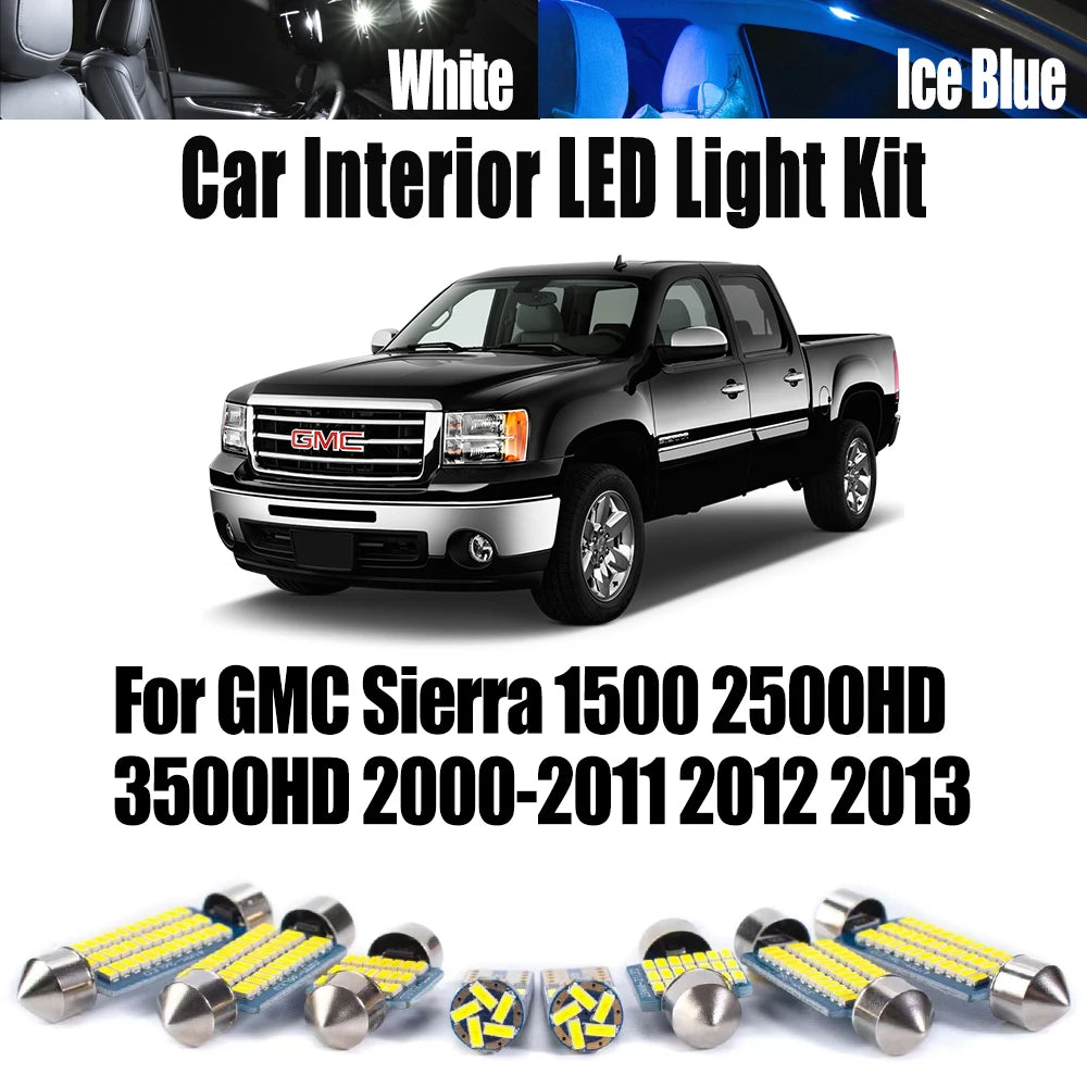 LED Interior Light Kit for GMC Sierra 2000- 2012 - Canbus Dome Map Door Trunk Bulbs | AUTOKITSHOP