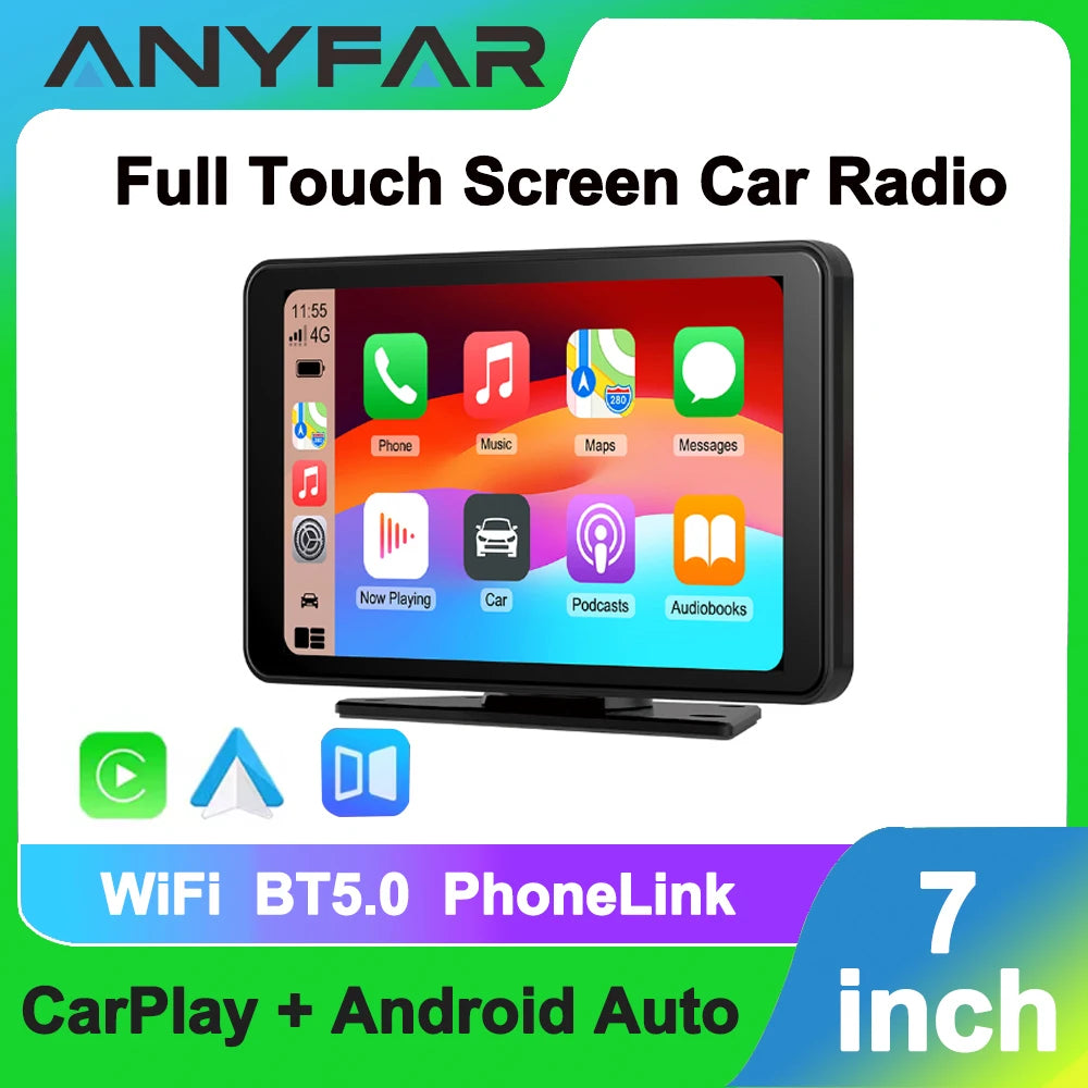 Portable MP5 7 Inch Wireless Carplay Android Auto Car Radio Touch Screen Car Multimedia Pl