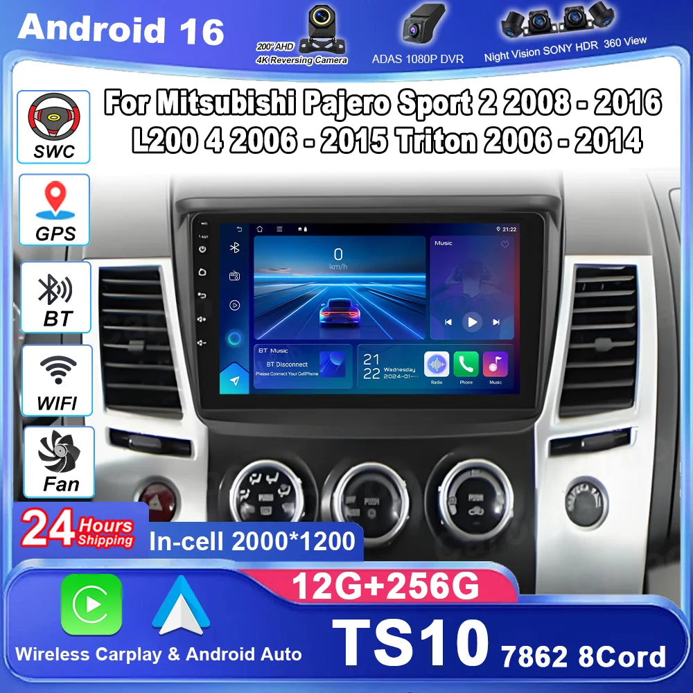 Android 16 Car Radio For Mitsubishi Pajero Sport 2 2008 - 2016 L200 4 2006 - 2015 Triton 2