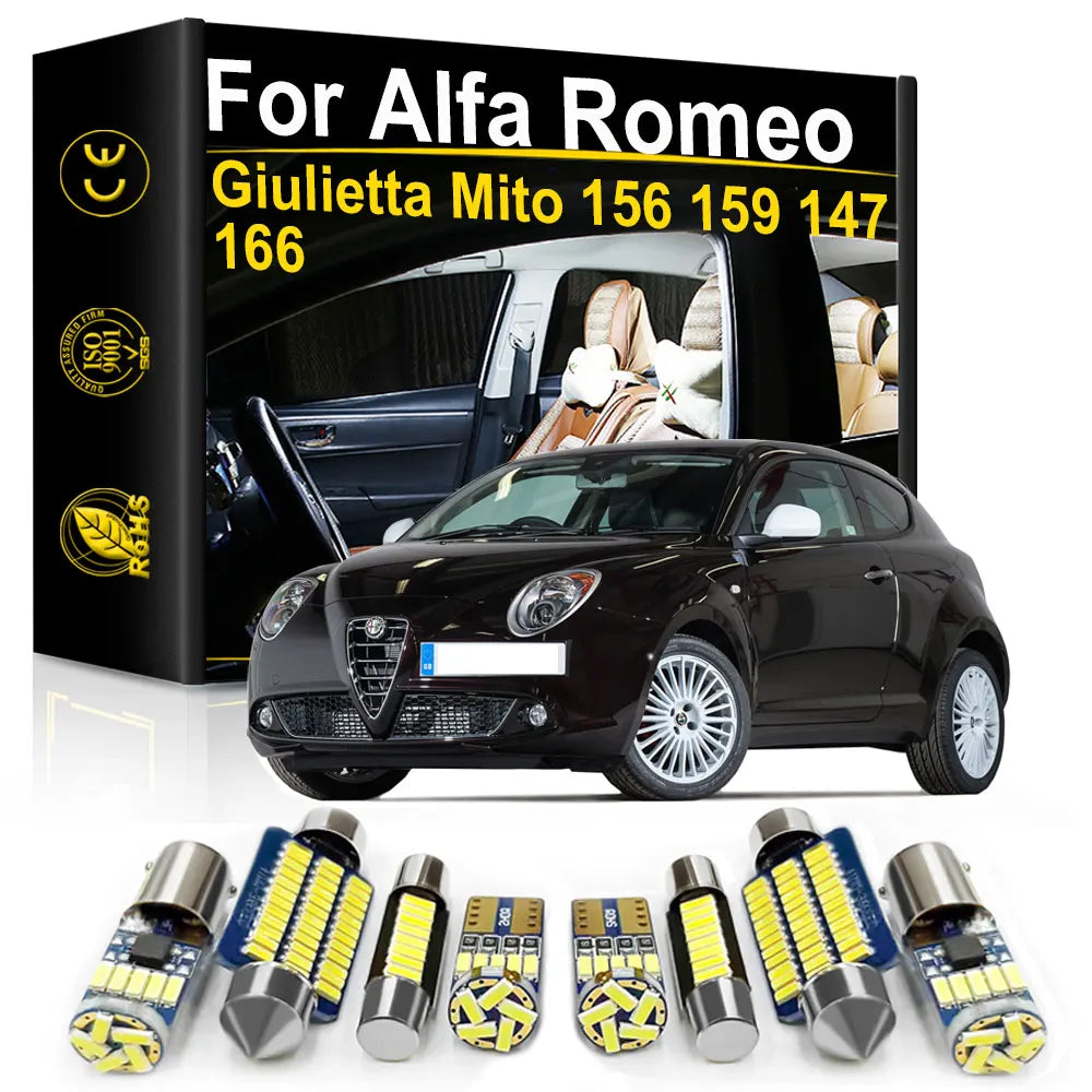 LED Interior Light Kit for Alfa Romeo Giulietta Mito 156 159 SW 147 166 Stelvio Accessories - Canbus Error-Free Bulbs...
