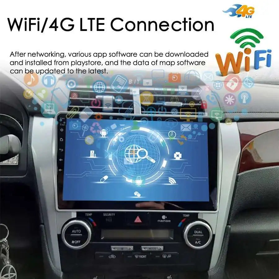GPS Navigation Android 15 AI Voice Car Radio For Toyota Camry 7 XV 50 55 2011-2014 Wireles