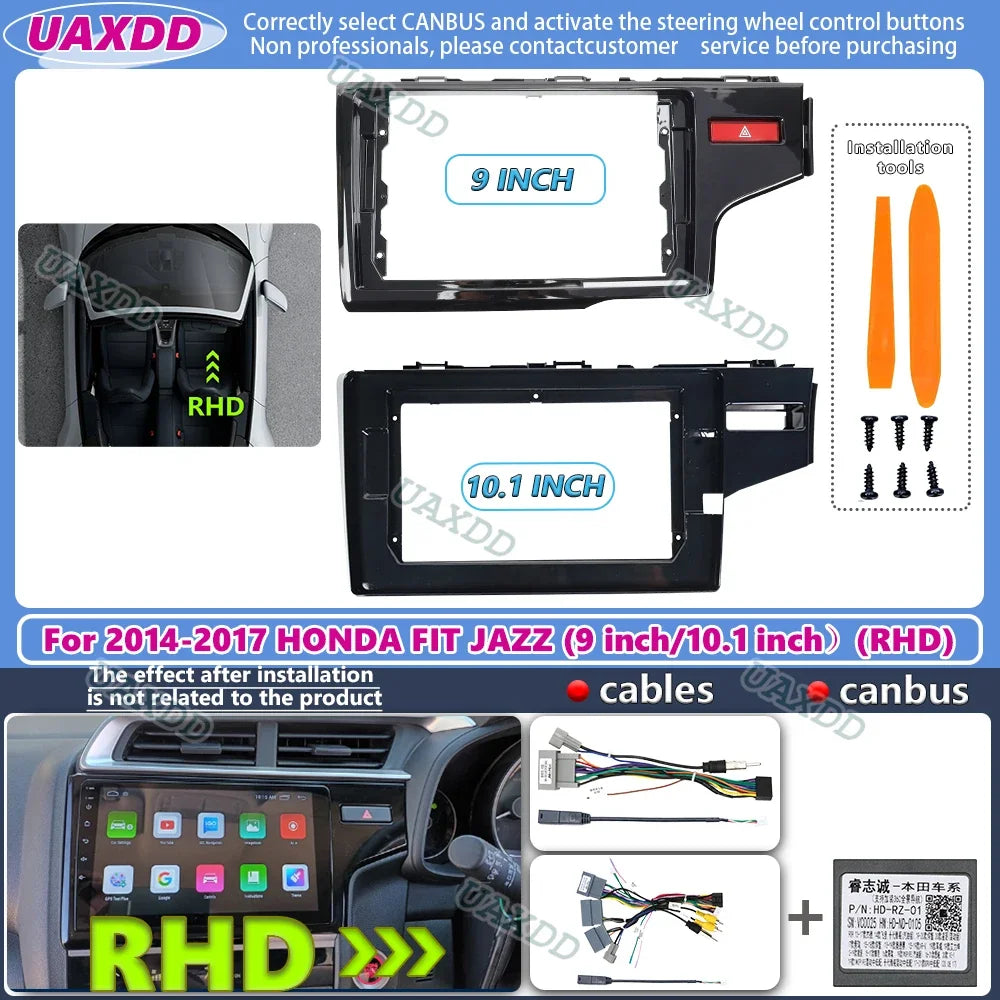 For HONDA 2013-2015 FIT JAZZ 9inch 10.1inch RHD Car Android frame panel Center fascia cabl