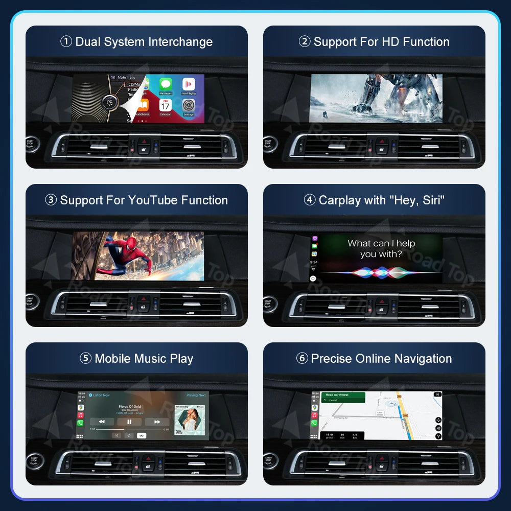 Road Top Wireless CarPlay Android Auto for BMW 5 7 Series F10 F11 F07 GT F01 F02 F03 F04 2 | AUTOKITSHOP