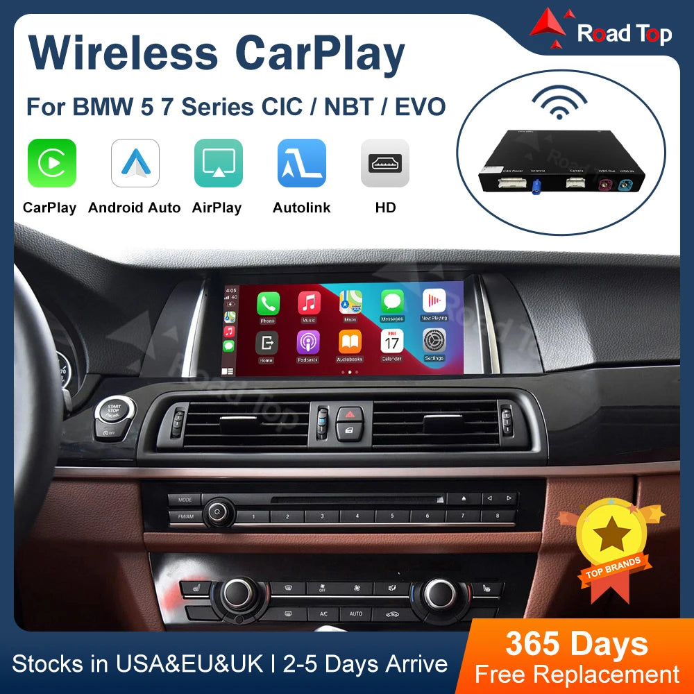 Road Top Wireless CarPlay Android Auto for BMW 5 7 Series F10 F11 F07 GT F01 F02 F03 F04 2 | AUTOKITSHOP