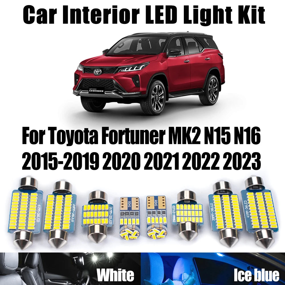 8-Piece LED Interior Light Kit for Toyota N15 N16 MK2 2015-2019 - Canbus Error-Free Interior Bulbs