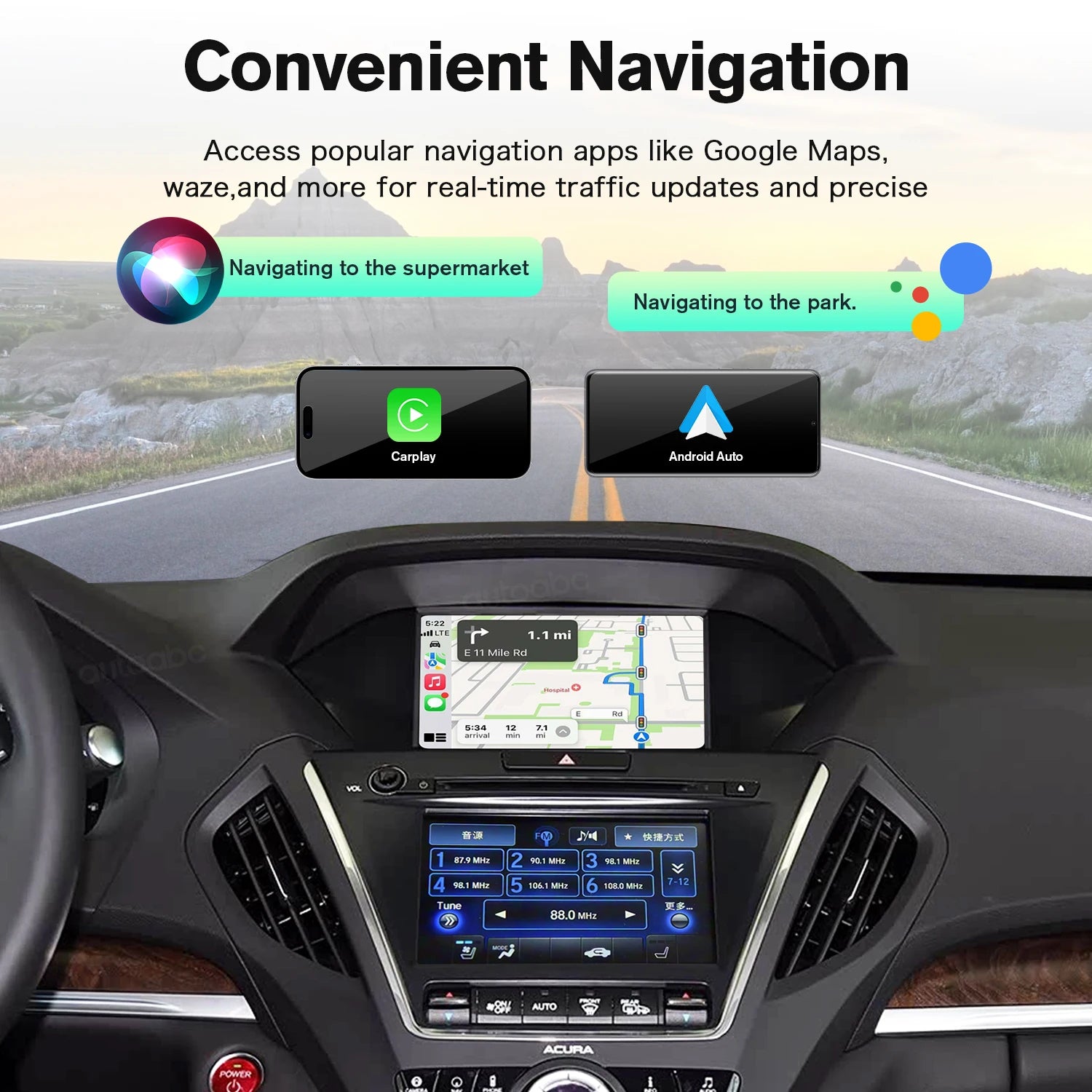 Wireless CarPlay Android Auto For Acura TLX TLX-L MDX RDX RLX ILX 2014-2019 OEM Car Interf | AUTOKITSHOP