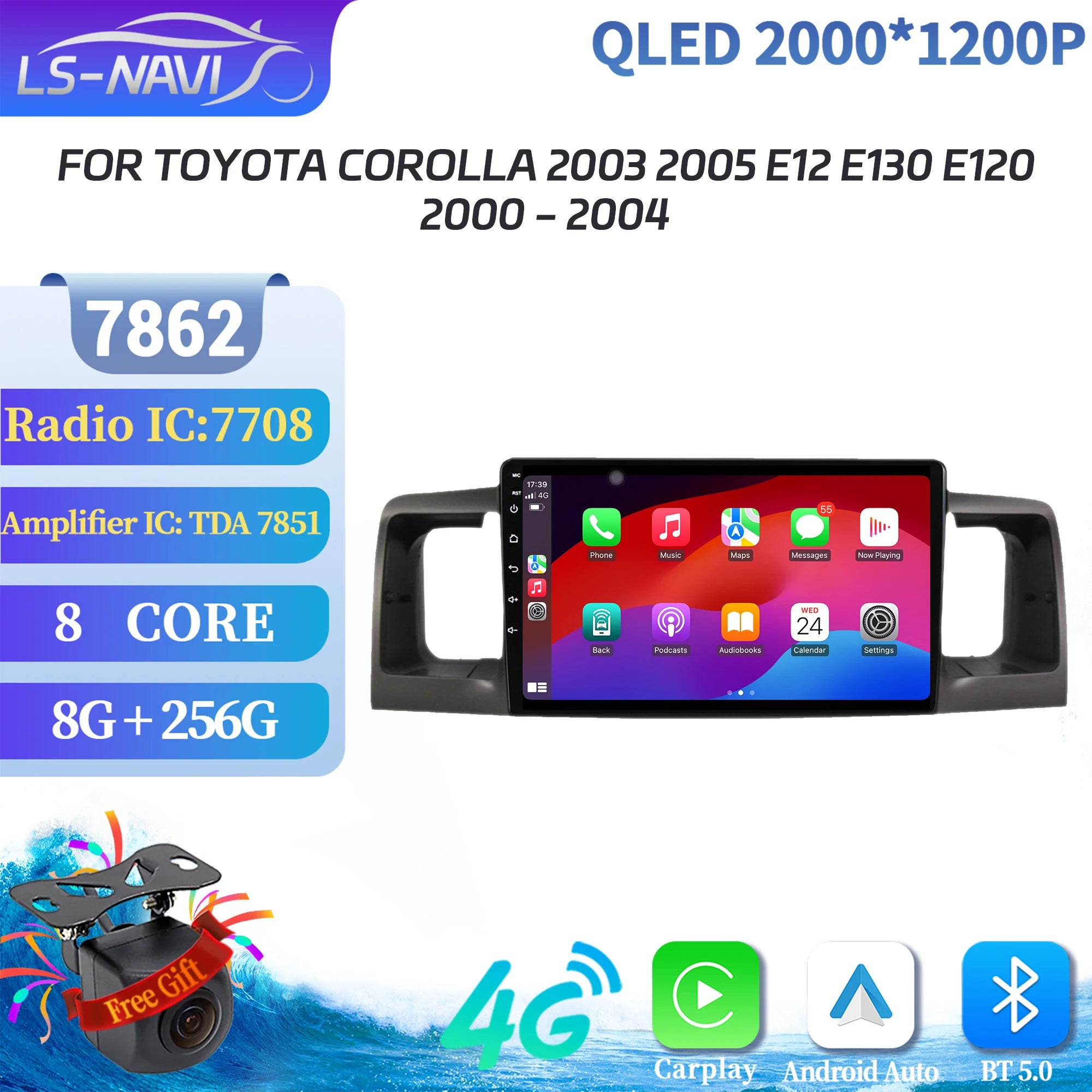 Android 14 For Toyota Corolla 2003 2005 e12 E130 e120 2000-2004 Car Radio Navigation Multi