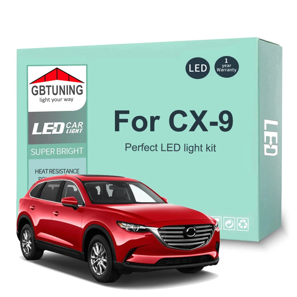 13-Piece LED Interior Light Kit for Mazda CX-9 CX9 2007-2015 - Canbus Dome Map Door Trunk Bulbs | AUTOKITSHOP