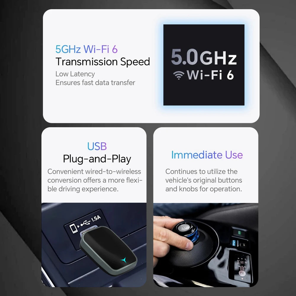 2025 NEW 2 In 1 Wireless Carplay AI Box Android Auto Plug And Play Applicable To Convert O