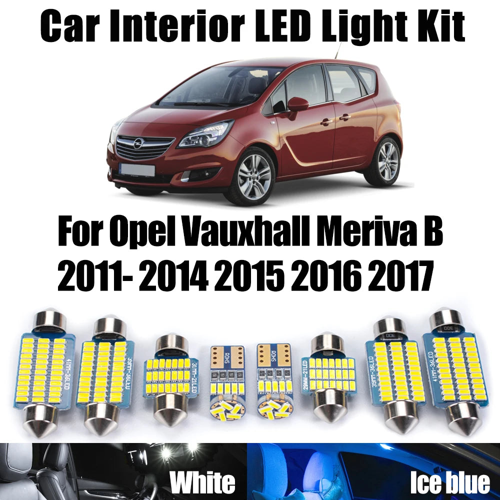 Canbus Car LED Interior Trunk Light Kit For Opel Vauxhall Meriva B 2011- 2014 2015 2016 20