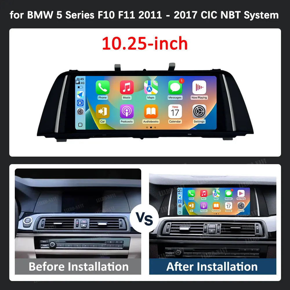 10.25 inch for BMW 5 Series F10 F11 2011 - 2017 CIC NBT System Android 15 Car Radio Multim