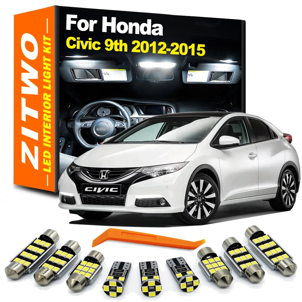 11Pcs Car LED Bulb For Honda Civic MK9 9th IX 2012 2013 2014 2015 LED Interior Dome Map Reading  - Canbus LED Car Light
