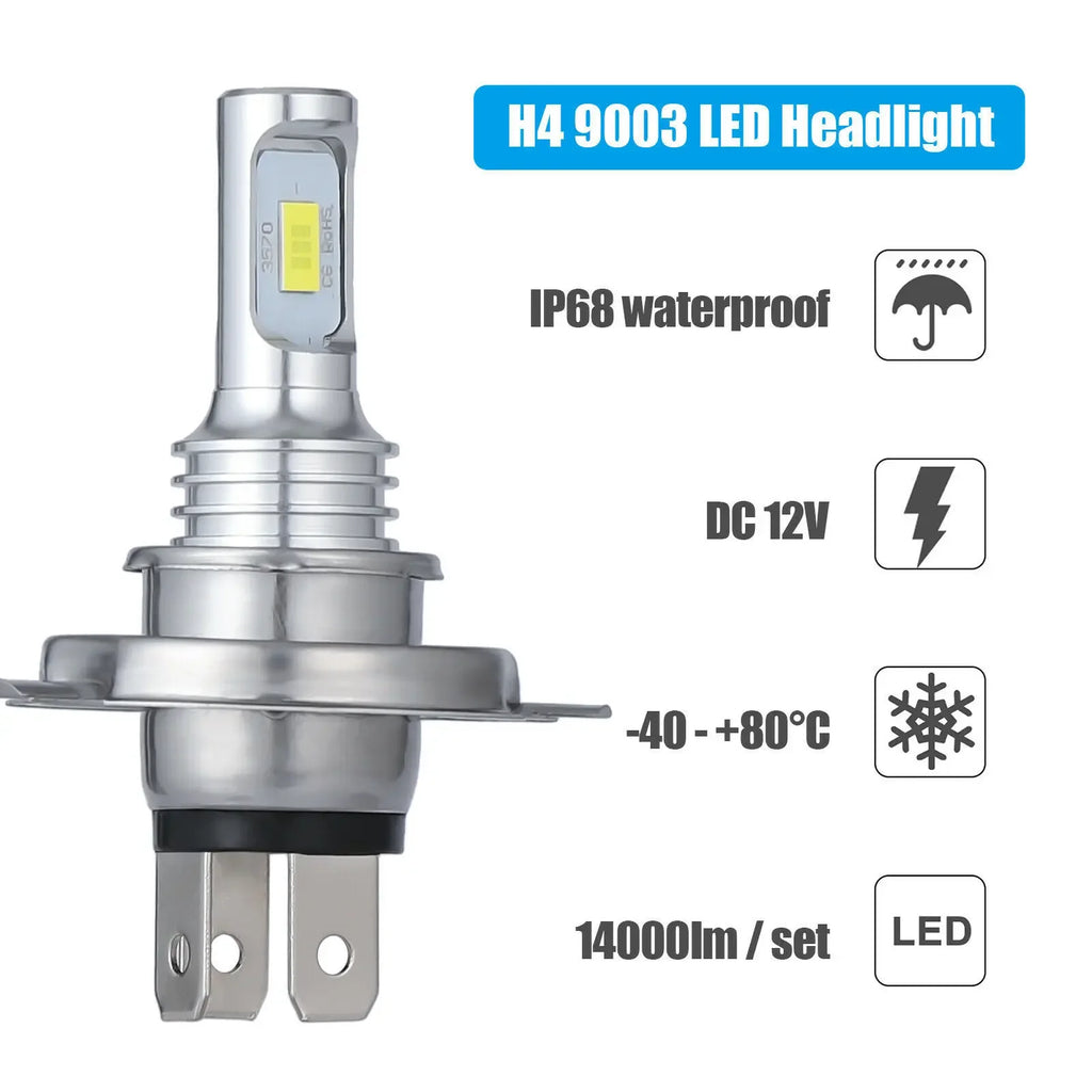 H4 Car LED Headlight Bulbs High Low Beam 6000K Super White Lights Car Fog Lights Auto DRL