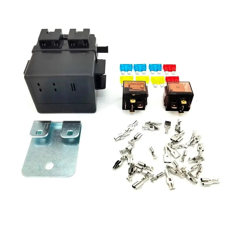 2-Way Fuse Box Block Holder with 2 Relays 8 Fuse Blade For 12V Automotive Marine