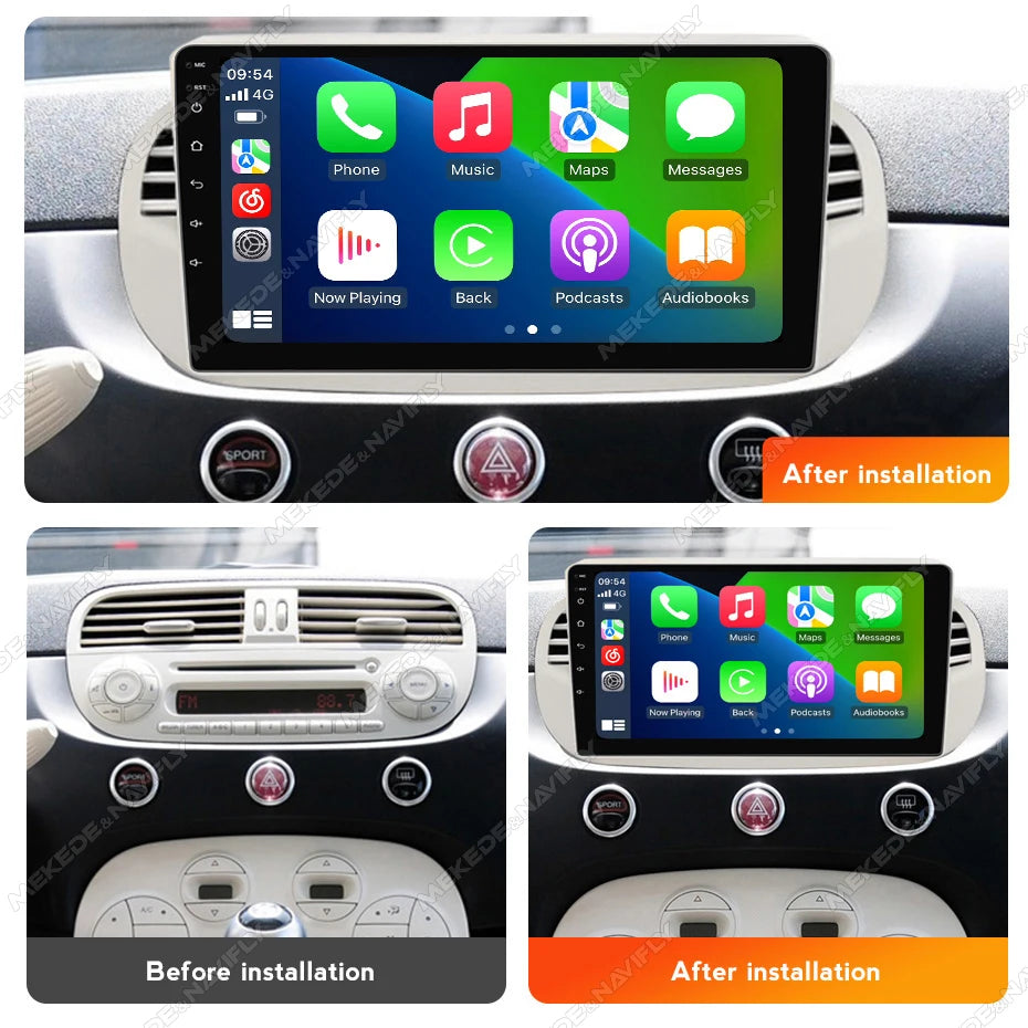 IPS Touch Screen 9inch Car Radio For Fiat 500 2007 - 2015 Wireless Carplay Android Auto GP
